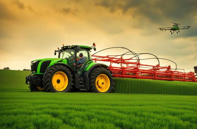 landwirtschaftliches Feld mit Traktor