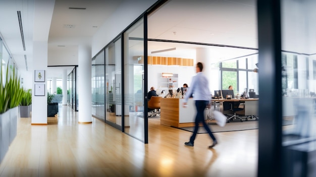 Lange Belichtung verschwommene Aufnahme von Geschäftsleuten bei der Arbeit im Büro