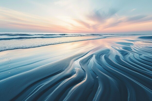 Lange Belichtungen Sandstrand Meer in der Dämmerung