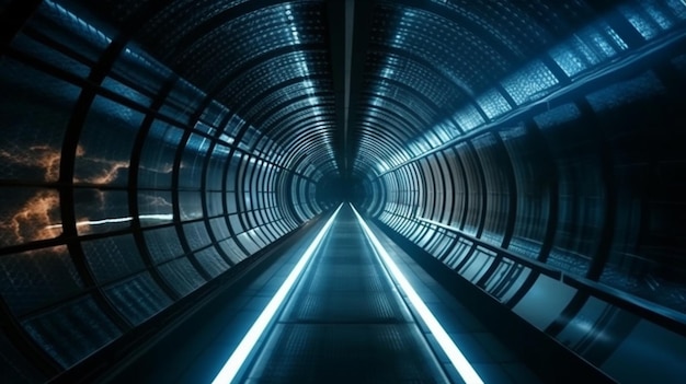 Foto langer leerer tunnel generative ki