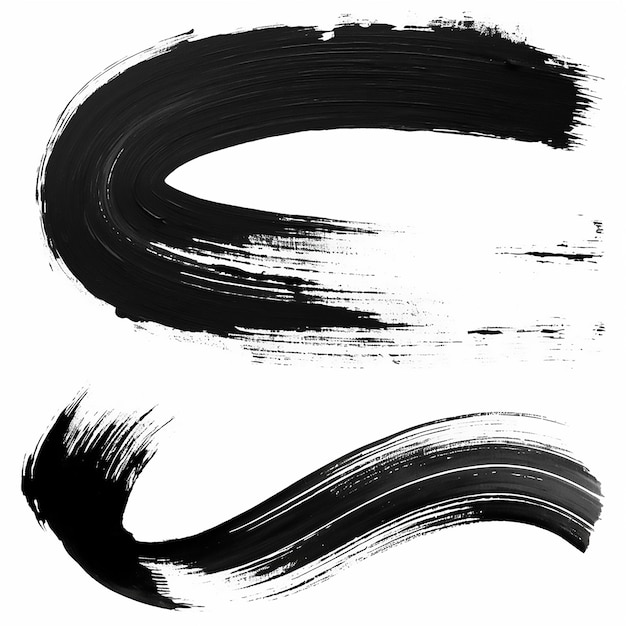 langer Pinselstreich schwarze Farbe weißer Hintergrund künstlerische abstrakte Malerei Acrylpinsel