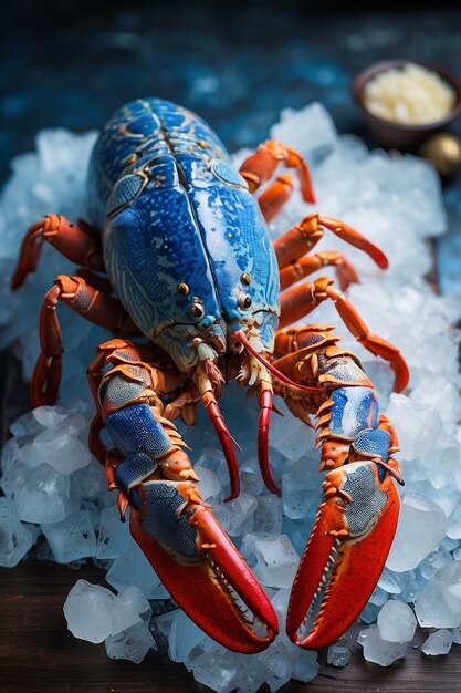 Foto la langosta azul en el hielo