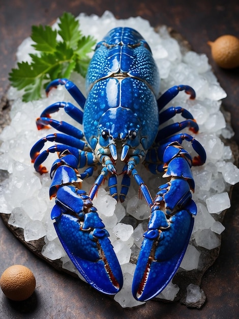 Foto la langosta azul en el hielo