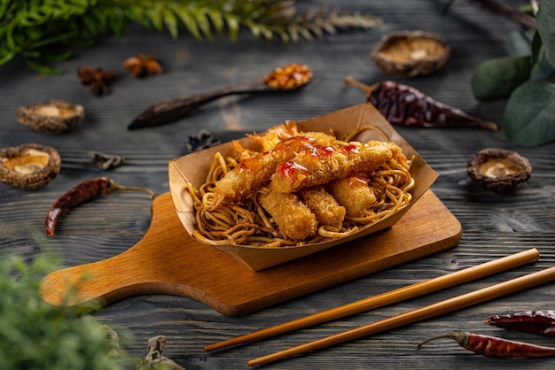 Langostinos fritos en tempura