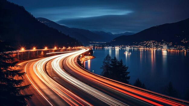 Langzeitbelichtungsfoto der Nachtstraße