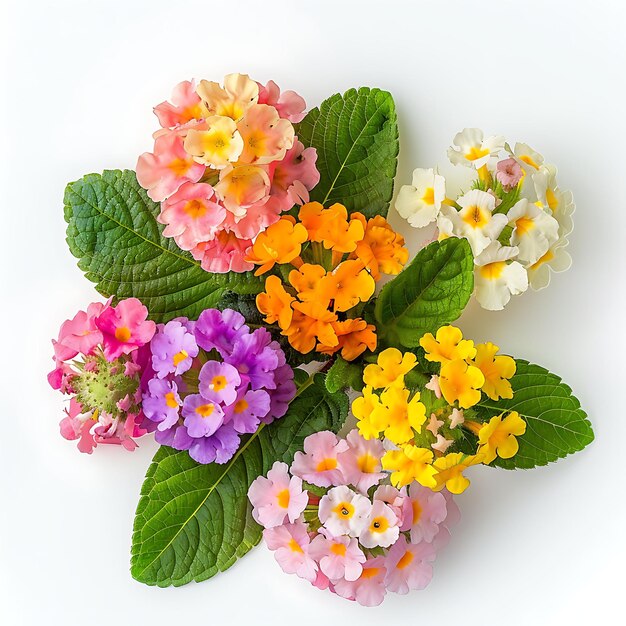 Lantana Flower con multicolor y color de racimo el flujo Clipart aislado en blanco BG Natural