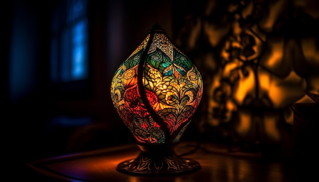 Lanterna antiga ilumina design de vaso árabe ornamentado gerado por IA