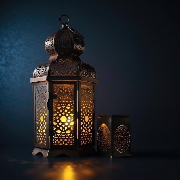 Lanterna árabe com vela acesa