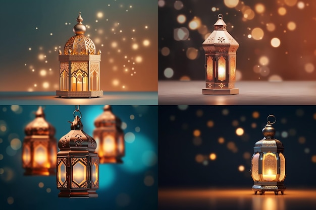 Lanterna árabe da ilustração do fundo da celebração do Ramadã