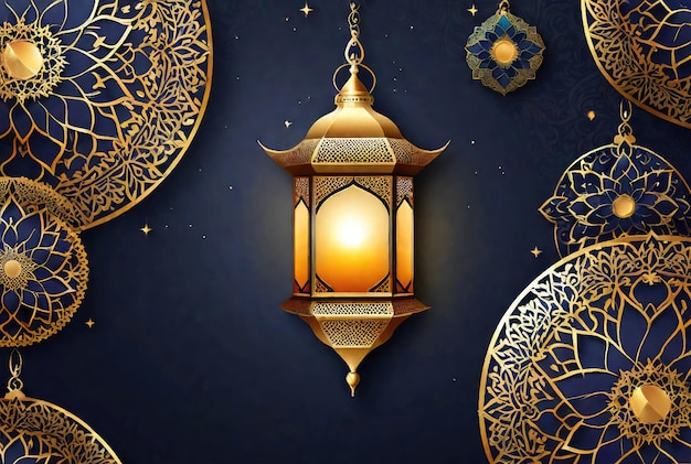 lanterna árabe da ilustração do fundo da celebração do Ramadã