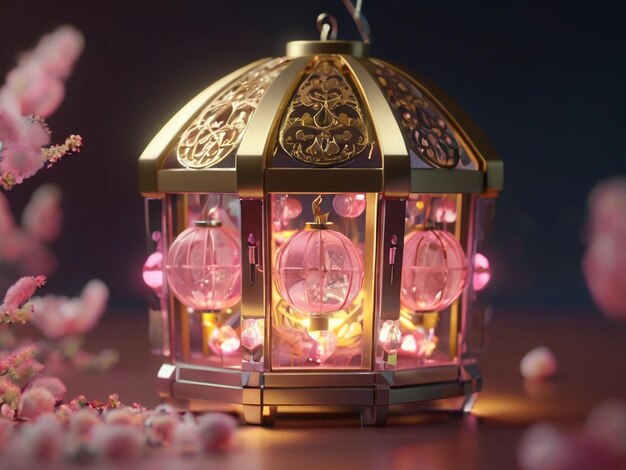 Foto lanterna árabe de luxo com luz brilhante isolada em fundo transparente mês sagrado muçulmano de ramad