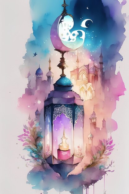 Lanterna árabe decorativa com uma vela acesa