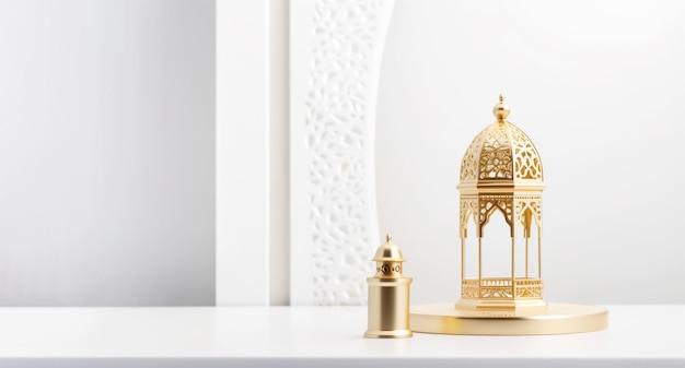 Foto lanterna árabe dourada para o fundo do dia de celebração islâmica