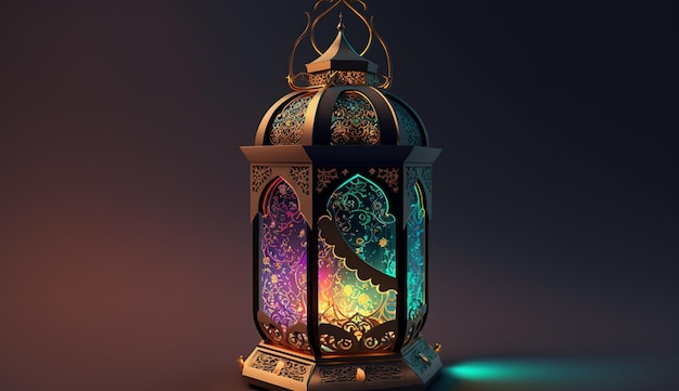 Lanterna árabe e crescente do Ramadã Generative AI