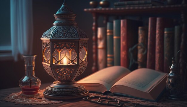 Lanterna árabe Ramadan kareem background Generative AI