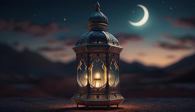 Lanterna árabe Ramadan kareem background Generative AI