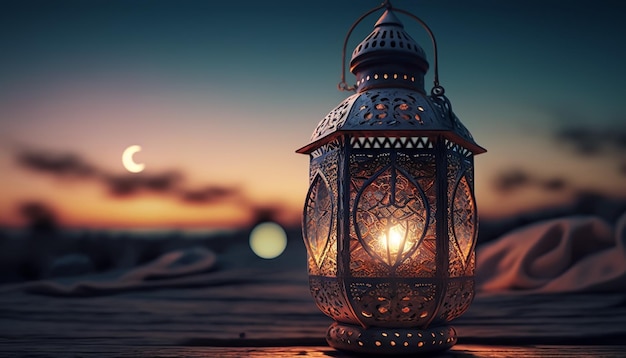 Lanterna árabe Ramadan kareem background Generative AI