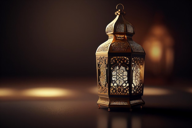 Lanterna árabe Ramadan Kareem com bokeh Generative AI