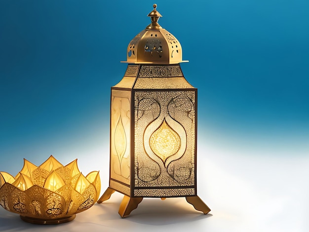 Lanterna de lâmpada árabe elegante em fundo claro