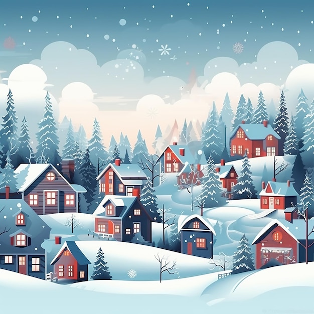 Lanterna de Natal na neve com ramo de abeto de paisagem invernal de boneco de neve na cena noturnaAi gerado