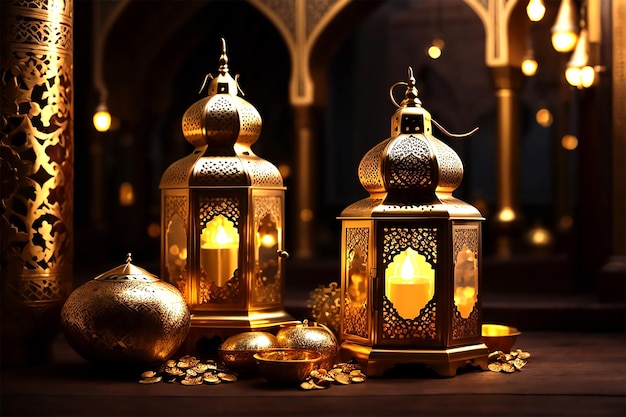 Lanterna de ouro do Ramadan Kareem