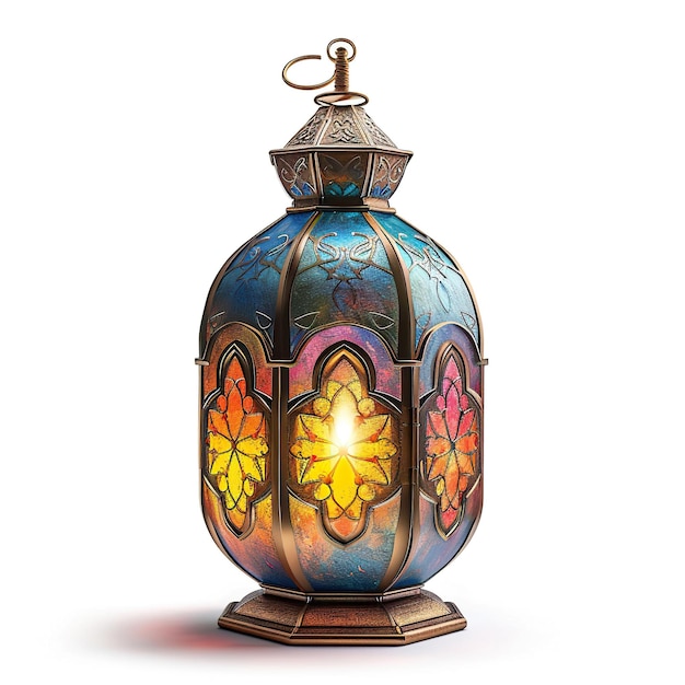 Lanterna de Ramadã isolada lâmpada de decoração árabe em fundo branco