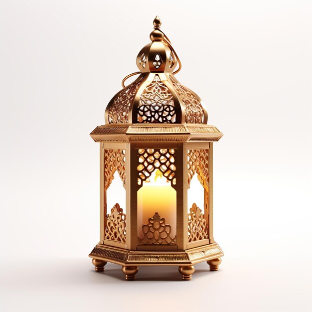 Lanterna de Ramadã ou lâmpada de decoração árabe isolada em fundo branco