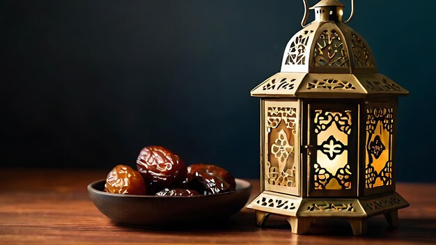 Lanterna de Ramadan e datas em uma tabela ai gerado