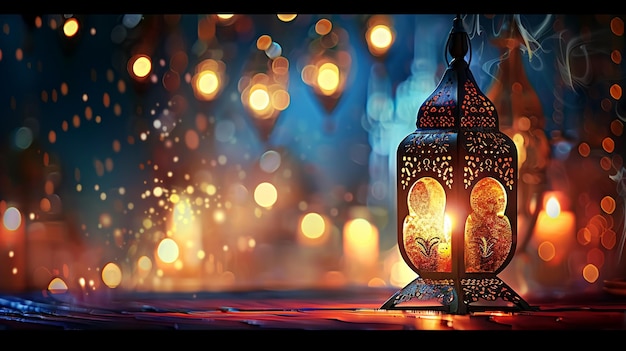 Lanterna de Ramadan e design de Ramadan papel de parede de Ramadan bannergenerative ai