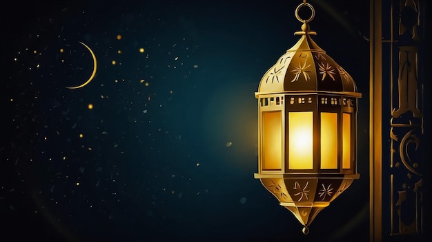 lanterna de ramadan kareem e penduração de lua