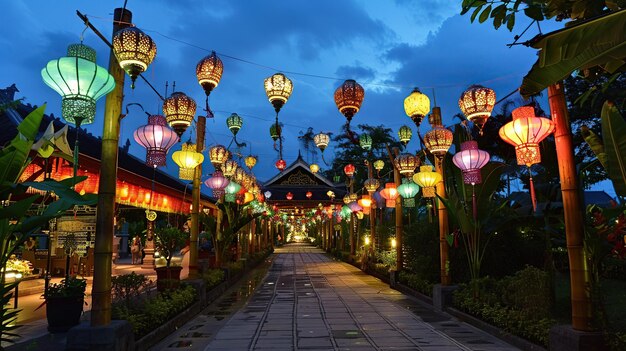 Foto lanterna em chinatown à noite