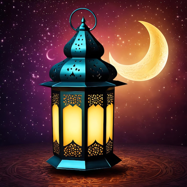 Lanterna islâmica de celebração do Ramadã em estilo de fantasia