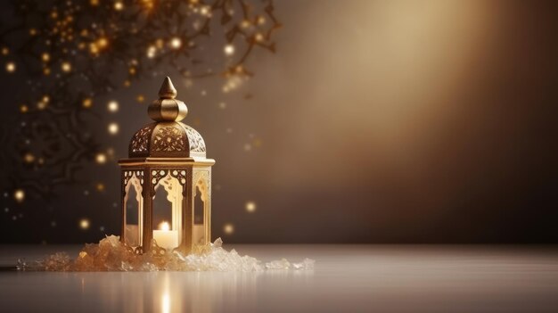 Foto lanterna islâmica de luxo ramadan kareem celebração de fundo