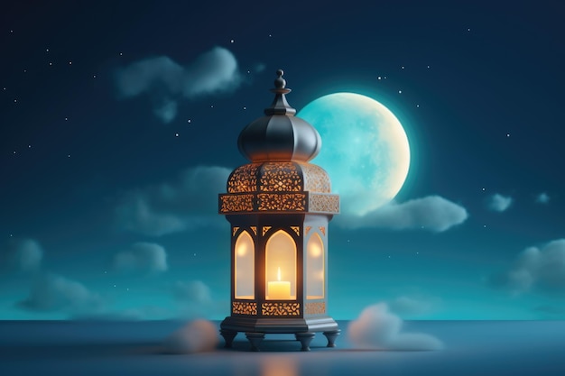 Lanterna islâmica eid al adha gif style 3d animado