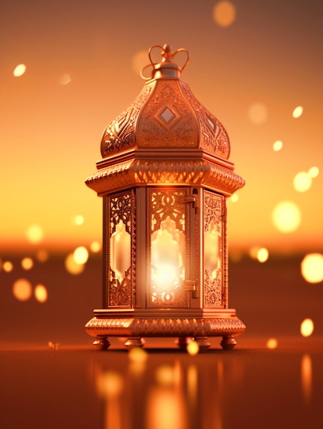 Lanterna islâmica em fundo de sobremesa