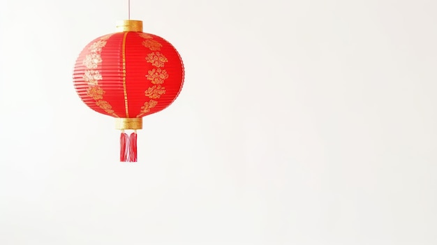 Lanterna vermelha pendurada no fundo branco padrão chinês simples simples e bonito