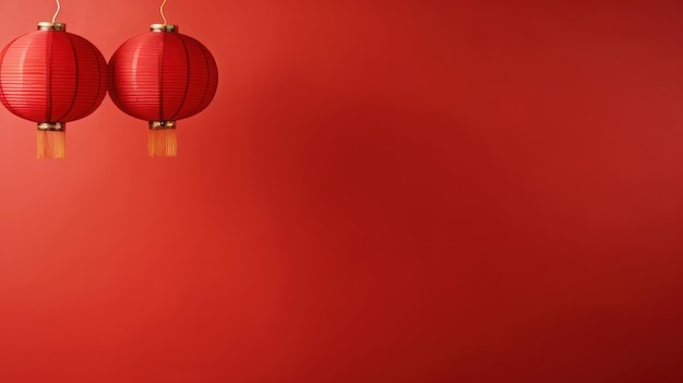 Lanterna vermelha pendurada no fundo vermelho padrão chinês simples simples e bonito