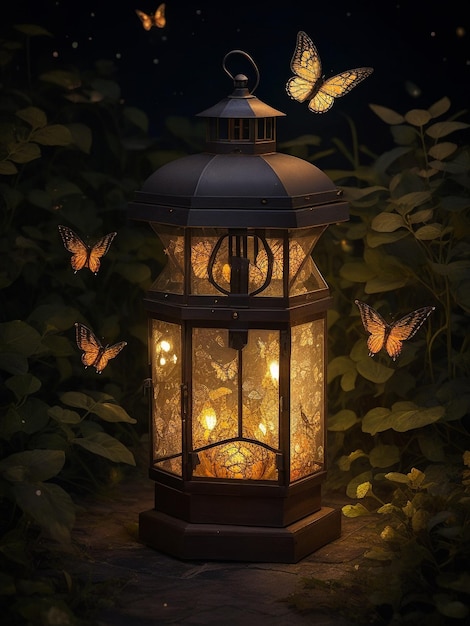 lanterna vintage brilhando à noite