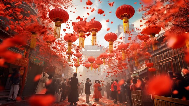 Lanternas chinesas voando no céu noturno Festival de Lanternas no Ano Novo Chinês