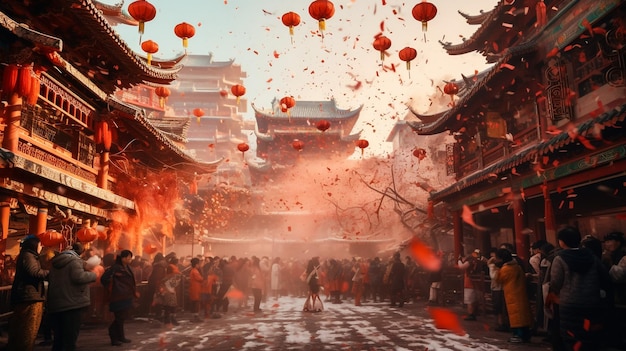 Lanternas chinesas voando no céu noturno Festival de Lanternas no Ano Novo Chinês