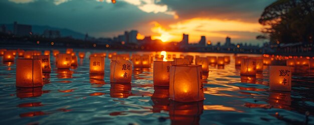 Foto lanternas da cerimônia memorial da paz de hiroshima para fundo