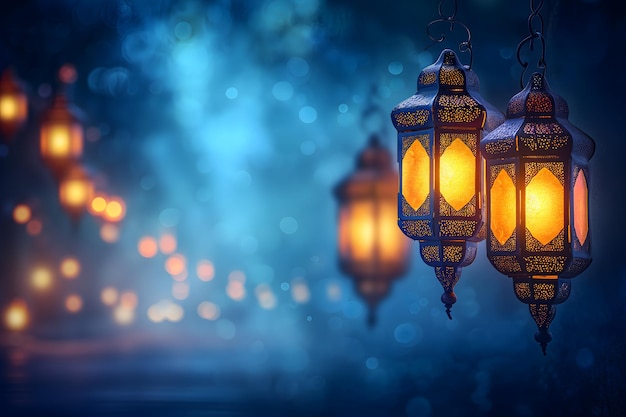 Lanternas de Ramadã na noite