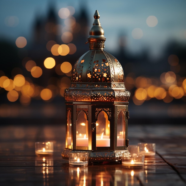 Lanternas decorativas penduradas ramadan kareem feliz festival de eid lâmpadas fundo