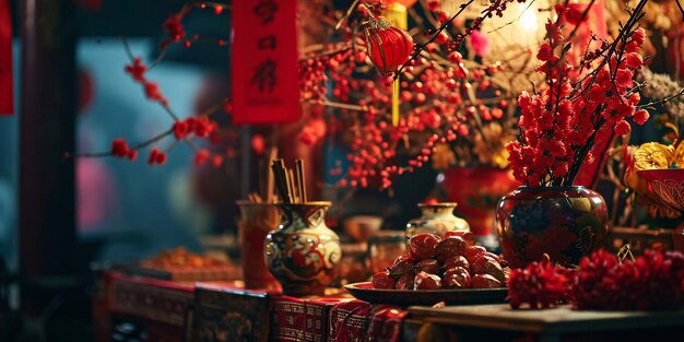 Lanternas e lanternas chinesas no festival do ano novo lunar chinês