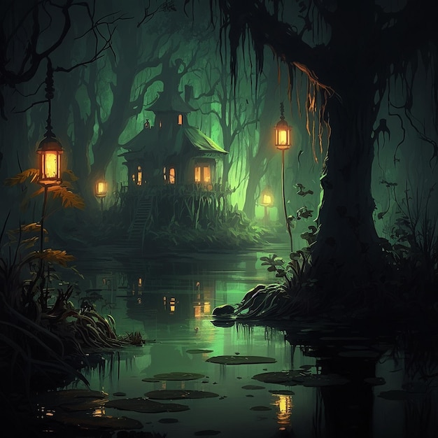 Lanternas misteriosas no pântano