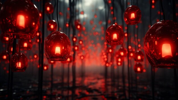 Foto lanternas vermelhas penduradas no teto para o ano novo chinês