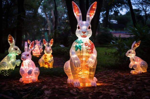 Foto lanternlit lagomorph legado año nuevo chino foto de conejo