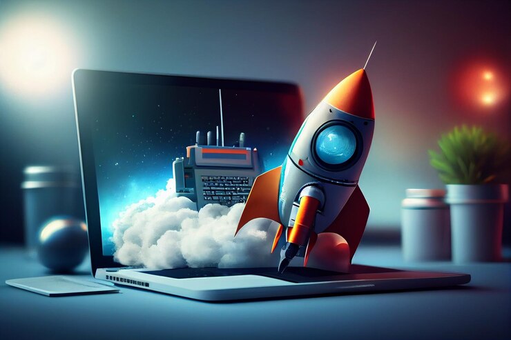 Lanzamiento de cohetes desde una laptop generativa ai