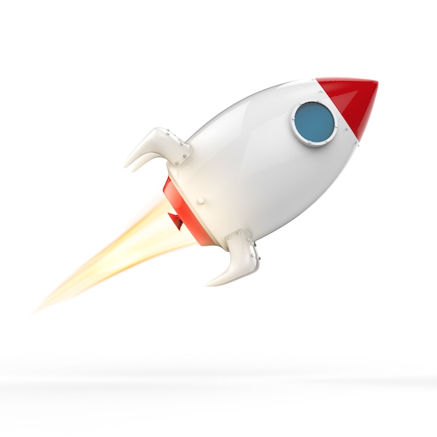 Lanzamiento del transbordador espacial de renderizado 3D con humo