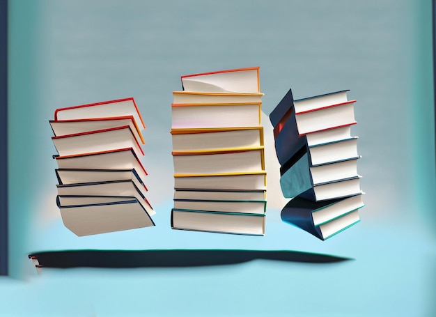 Lanzar libros libros voladores aislado sobre fondo blanco con trazado de recorte